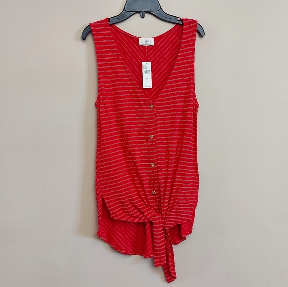 Anthropologie t.la Effervescent Tank Top Size XS Red White Striped Tie Front - Picture 9 of 12